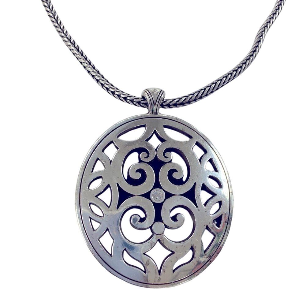 Brighton‎ Silver Scrolled Round Pendant Necklace